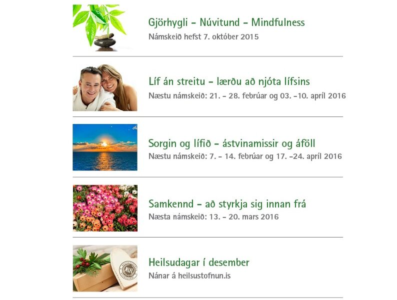 Dagsetningar námskeiða
