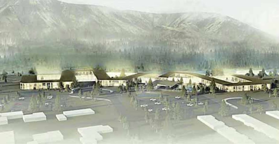 Samkvæmt tölvumynd gæti heildarsvipur bygginga Heilsustofnunar NLFÍ orðið svona í framtíðinni, þegar búið verður að reisa meðferðarhús, en áform eru um að framkvæmdir við byggingu þess hefjist á næsta ári. Tölvumynd/Arkþing Nordic